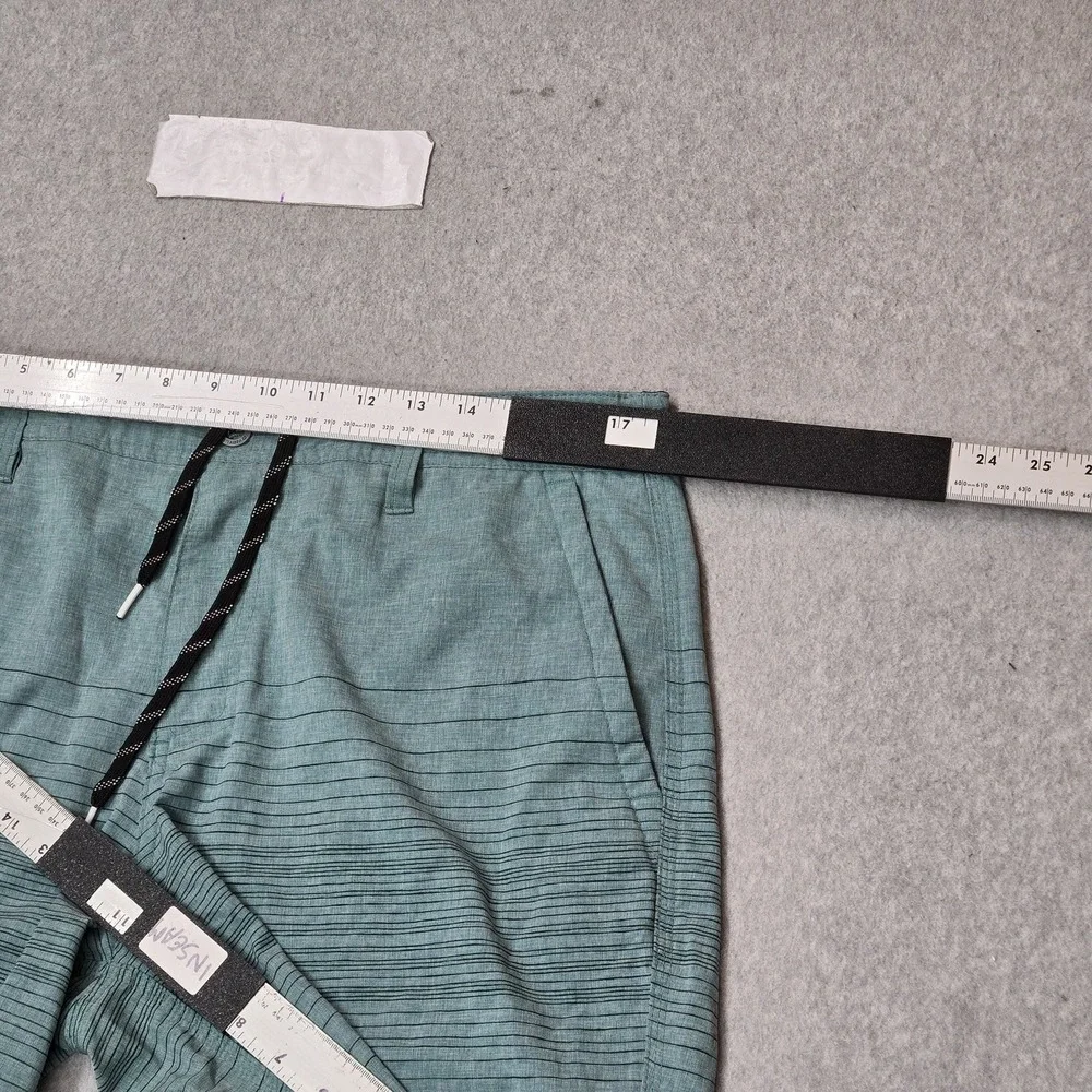 O'Neill Men Shorts 34 Teal Swimwear Striped Board Shorts Button Logo